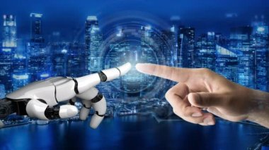 Gelecekçi robot yapay zeka devrimci yapay zeka teknolojisi konsepti