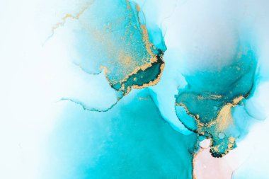 Kağıt üzerinde mermer sıvı mürekkep resminin lüks mavi soyut arkaplanı .