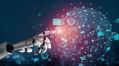 Gelecekçi robot yapay zeka devrimci yapay zeka teknolojisi konsepti