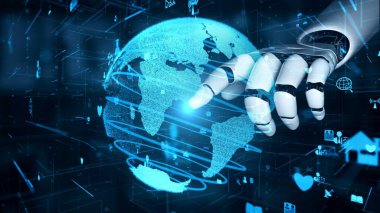 Gelecekçi robot yapay zeka yapay zeka aydınlatıcı yapay zeka teknolojisi konsepti