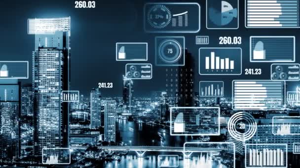 业务数据分析接口飞越智能城市显示改变未来 — 图库视频影像