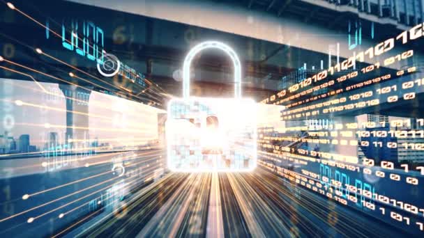 Cyber sicurezza e protezione dei dati online con software di crittografia sicuro tacito — Video Stock