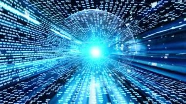 Fütürist küresel ağ ve üç boyutlu dijital veri transferi grafiği