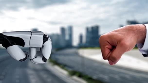 Robot futurista inteligencia artificial que ilumina el concepto de tecnología IA — Vídeo de stock