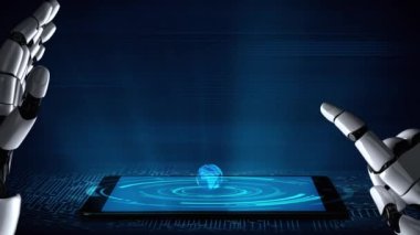 Gelecekçi robot yapay zeka yapay zeka aydınlatıcı yapay zeka teknolojisi konsepti