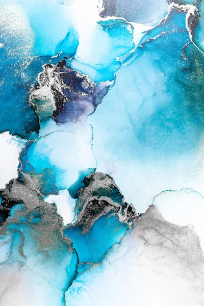 Blue Silver Abstract Background of Marble Liquid Ink Art Painting on Paper  . Stock Image - Image of sapphire, background: 224763391