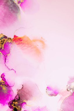 Kağıt üzerinde mermer sıvı mürekkep resminin pembe altın soyut arkaplanı .
