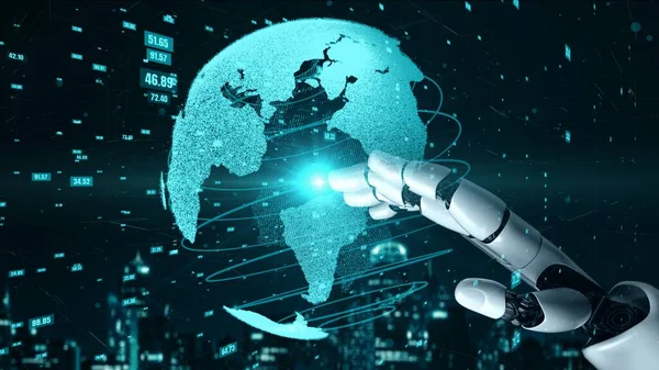 Futurystyczna sztuczna inteligencja robota oświecająca koncepcję technologii AI — Zdjęcie stockowe
