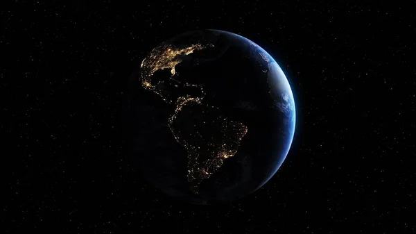 具有现实的地球表面和轨道三维云气的行星地球 — 图库照片