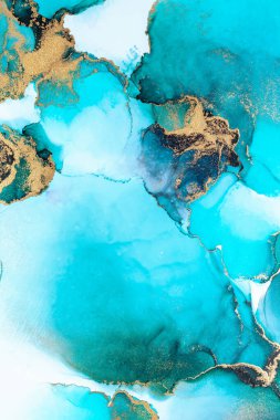 Kağıt üzerinde mermer sıvı mürekkep resminin lüks mavi soyut arkaplanı .