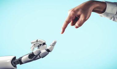 Yapay zeka ve makine öğrenimi AI droid robotu veya cyborg