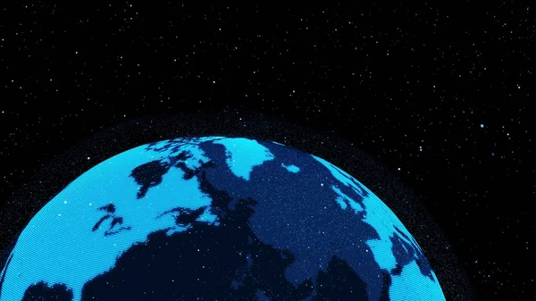 3D Цифровая орбитальная Земля в киберпространстве показывает концепцию сетевой технологии — стоковое фото