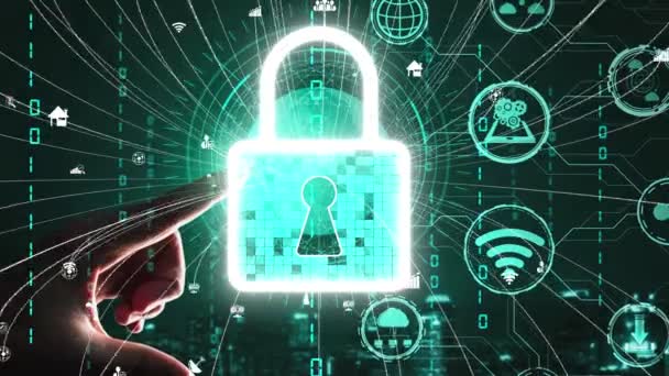 Cyber security encryption technology to protect data privacy conceptual — Stock Video