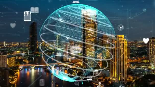 Global connection and the internet network alteration in smart city — Stock Video