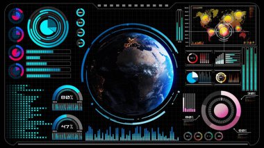 Yörüngesel küresel ağ oluşturma 3B ile gelecekçi VR baş ekran tasarımı