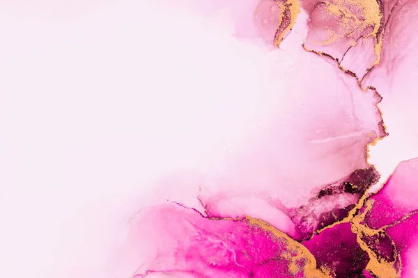 Roze goud abstracte achtergrond van marmer vloeibare inkt kunst schilderen op papier . — Stockfoto