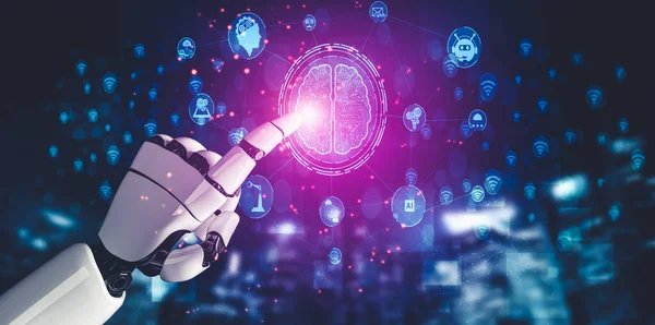 AIのための将来の人工知能と機械学習｜ドロイドロボットやサイボーグ — ストック写真