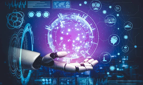 Μελλοντική τεχνητή νοημοσύνη και μηχανική μάθηση για ρομπότ AI ανδροειδές ή cyborg — Φωτογραφία Αρχείου