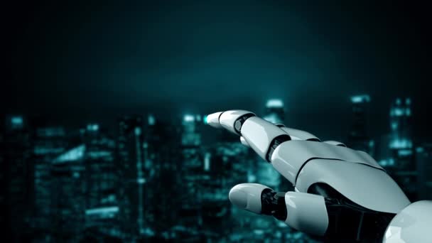 Futuristic robot artificial intelligence enlightening AI technology concept — Stock Video