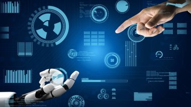 Gelecekçi robot yapay zeka devrimci yapay zeka teknolojisi konsepti