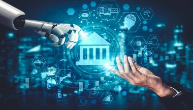 Yapay zeka ve makine öğrenimi AI droid robotu veya cyborg