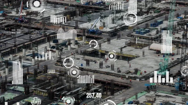 İnşaat alanı üzerinde değişiklik grafikli inşaat teknolojisi kavramı