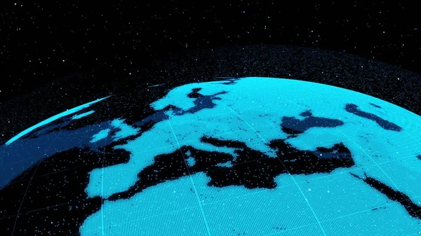 Terra orbitale digitale 3D nel cyberspazio che mostra il concetto di tecnologia di rete — Foto Stock