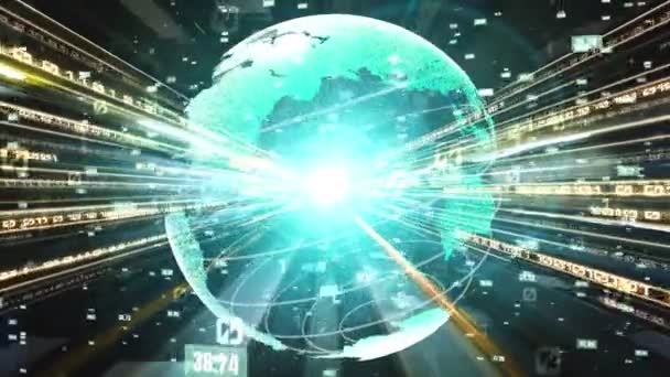 미래 지향적 글로벌 네트워크 및 메타 디지털 데이터 전송 3D 그래픽 — 비디오