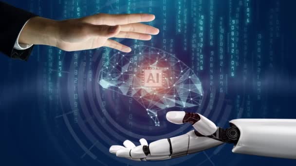 Φουτουριστικό ρομπότ τεχνητή νοημοσύνη επαναστατική έννοια της τεχνολογίας AI — Αρχείο Βίντεο