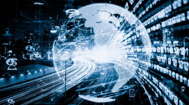 Çevrimiçi trafik kontrol sistemine sahip gizli gelecekçi şehirde akıllı ulaşım