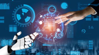 Gelecekçi robot yapay zeka devrimci yapay zeka teknolojisi konsepti