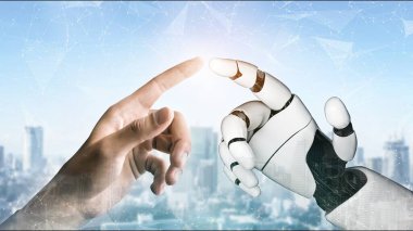 Gelecekçi robot yapay zeka devrimci yapay zeka teknolojisi konsepti