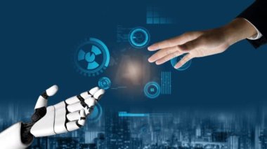 Gelecekçi robot yapay zeka devrimci yapay zeka teknolojisi konsepti