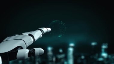 Gelecekçi robot yapay zeka yapay zeka aydınlatıcı yapay zeka teknolojisi konsepti