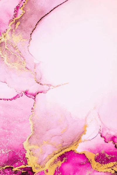 Kağıt üzerinde mermer sıvı mürekkep resminin pembe altın soyut arkaplanı .