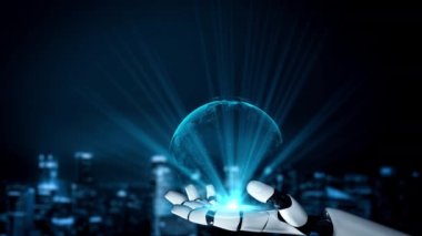 Gelecekçi robot yapay zeka yapay zeka aydınlatıcı yapay zeka teknolojisi konsepti