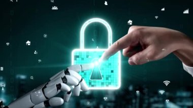 Gelecekçi robot yapay zeka yapay zeka aydınlatıcı yapay zeka teknolojisi konsepti