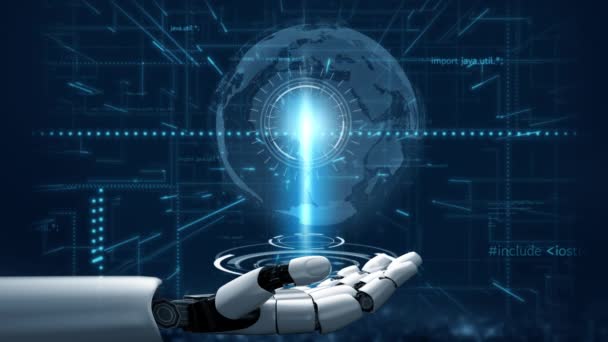 Gelecekçi robot yapay zeka devrimci yapay zeka teknolojisi konsepti — Stok video