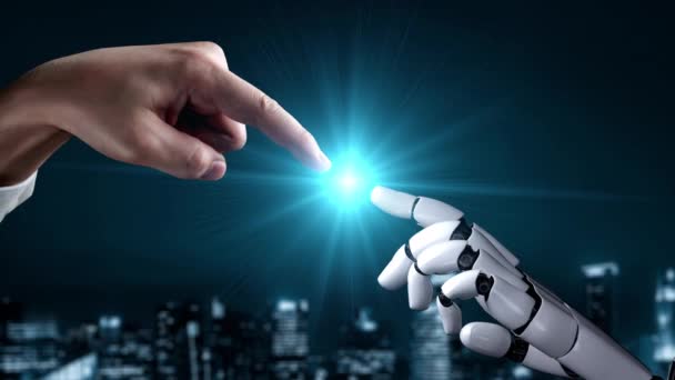 Futuristisk robot artificiell intelligens upplysande AI teknik koncept — Stockvideo