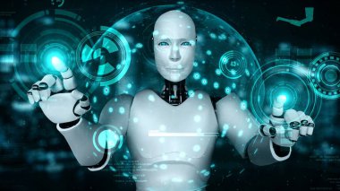 Gelecekçi robot yapay zeka yapay zeka aydınlatıcı yapay zeka teknolojisi konsepti