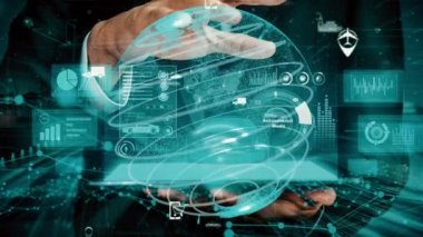 Yeni şehir yolunda gelecekteki araba trafiği için akıllı ulaşım teknolojisi kavramı