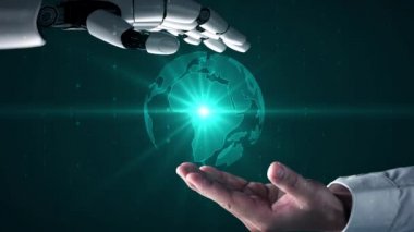 Gelecekçi robot yapay zeka yapay zeka aydınlatıcı yapay zeka teknolojisi konsepti