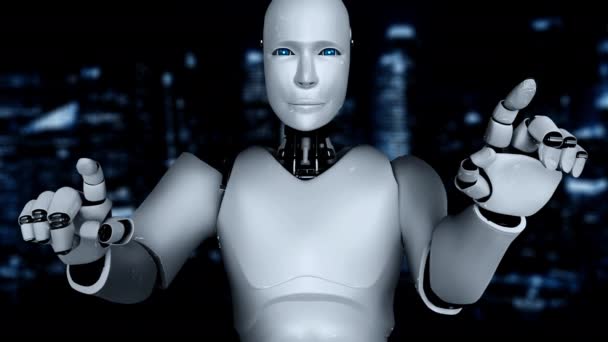 Robot futuriste intelligence artificielle éclairant concept de technologie IA — Video