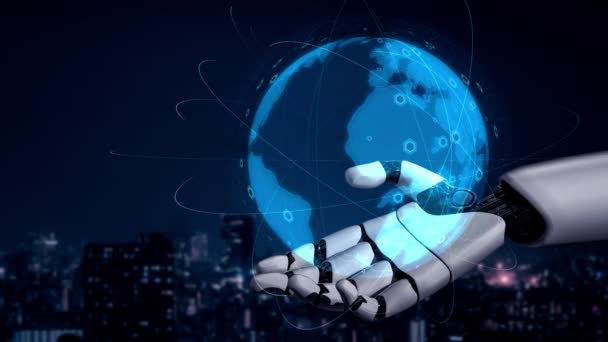 Futuristico robot intelligenza artificiale illuminante AI concetto di tecnologia — Video Stock