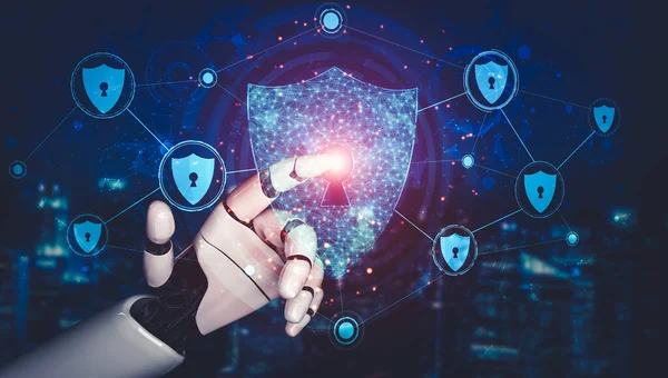 Yapay zeka ve makine öğrenimi AI droid robotu veya cyborg