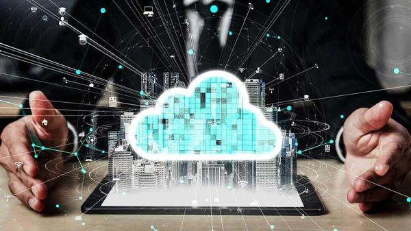 Концептуальные облачные вычисления и технологии хранения данных для будущих инноваций — стоковое фото