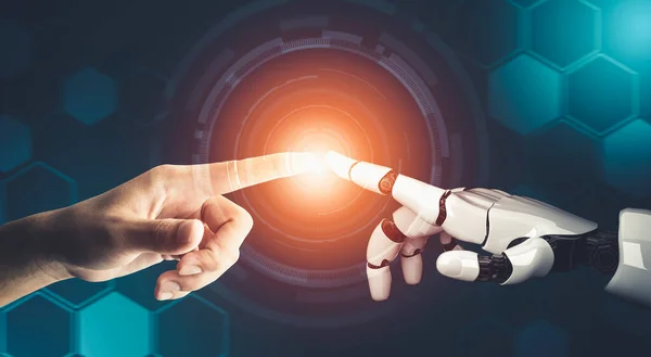 Futuristico AI pensiero di robot droide concetto di intelligenza artificiale — Foto Stock