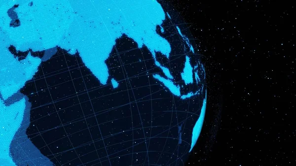 Tierra orbital digital 3D en el ciberespacio que muestra el concepto de tecnología de red — Foto de Stock