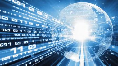 Fütürist küresel ağ ve üç boyutlu dijital veri transferi grafiği