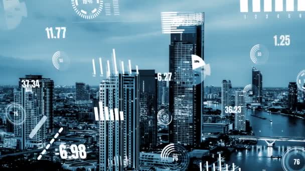 ビジネスデータ分析インターフェースがスマートシティを飛び越えて変化の未来を示す — ストック動画